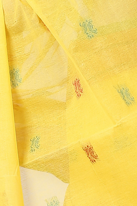Yellow Pure Cotton Manjuri Tant Saree (1068)